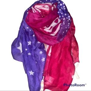 Vibe Inspirations Pink Purple Ombré Stars Sheer Lightweight Scarf